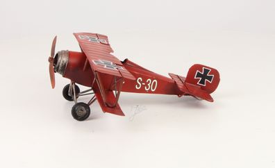 Deko Blech Flugzeug Doppeldecker Rote Baron Retro Vintage Nostalgie