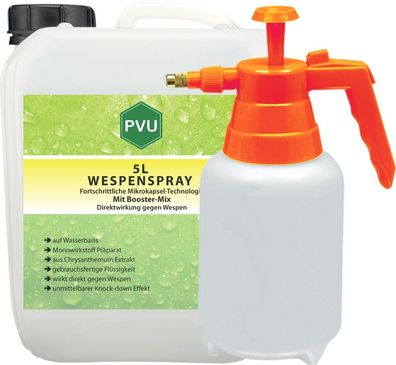 PVU 5L + 2L Sprüher Anti Wespenspray Mittel Schutz direkt gegen Nester Abwehr frei