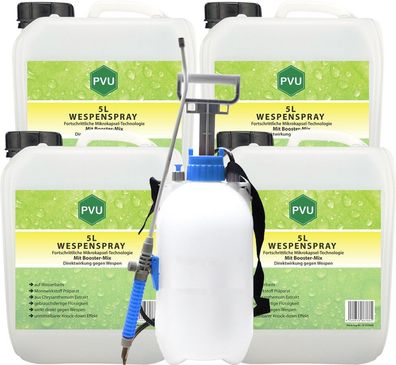 PVU 4x5L + Sprüher Anti Wespenspray Mittel Schutz direkt gegen Nester Abwehr frei EX