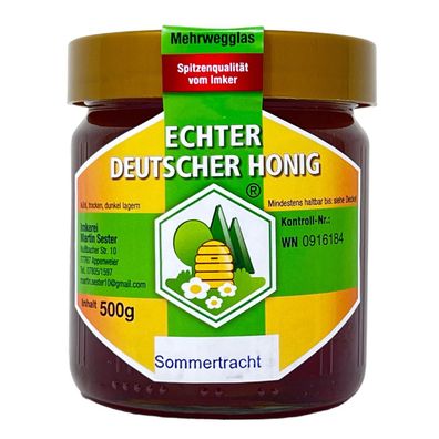Wanderimkerei Martin Sester Echter Deutscher Honig "Sommertracht" 500g Glas