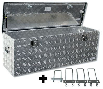 Truckbox D210 + inkl. Montagesatz MON4004 Deichselbox, Werkzeugbox, Alu Riffelblec...