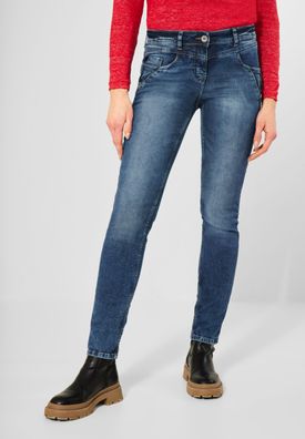 CECIL - Loose Fit Jeans in Mid Blue Authentic Washed