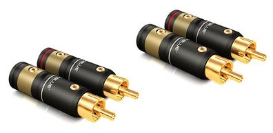 2 Paar Viablue "T6s RCA XL" / HighEnd Cinchstecker für Kabel 8-10,5mm / 4er Set