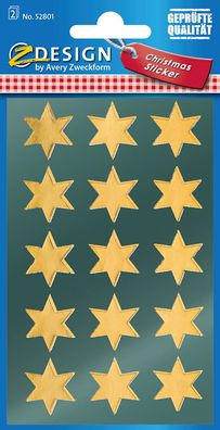 AVERY Zweckform 52801 Aufkleber Weihnachten 30 goldene Sterne (Weihnachtssticker ...