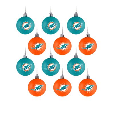 NFL Miami Dolphins Baumkugeln 12-teiliges Ornament Set Weihnachtsbaum Kugeln