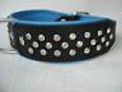 Halsband - Hundehalsband, Halsumfang 33-41cm/40mm, LEDER Kristallen , Neu (13-12)