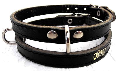 Halsband - Hundehalsband, Halsumfang 21-25cm/10mm, LEDER, Schwarz, Kl. Hunde