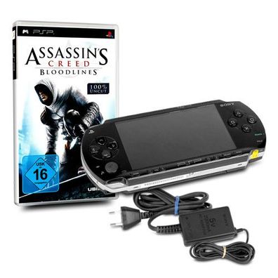 PSP Konsole 1004 in Black / Schwarz #10A + original Ladekabel + Spiel Assassins ...