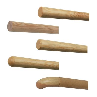 TIBU Kiefer Handlauf Holz Ø 42 mm Geländer Treppe mit Holzenden ohne Halter