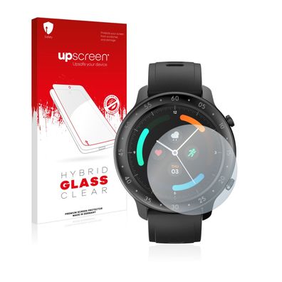 upscreen Hybrid Glass Clear Premium Panzerglasfolie für Mobvoi Ticwatch GTX