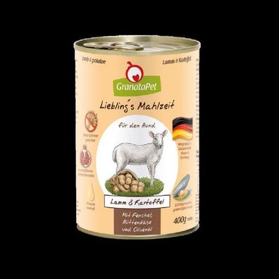 GranataPet ?Liebling's Mahlzeit Lamm & Kartoffeln - 6 x 400 g ?Hundenassfutter