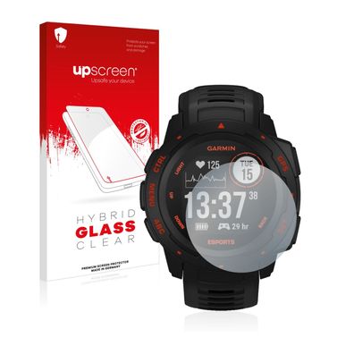 upscreen Hybrid Glass Clear Premium Panzerglasfolie für Garmin Instinct Esports