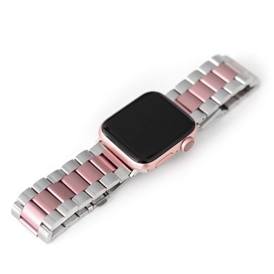 Precorn Ersatzarmband silber/ rosegold Kompatibel mit Apple Watch 8/7/6/5/4/3/2/1