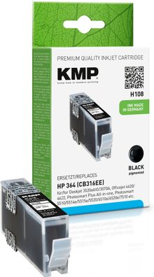 KMP H108 schwarz Tintenpatrone ersetzt HP Deskjet HP 364 (CB316EE)
