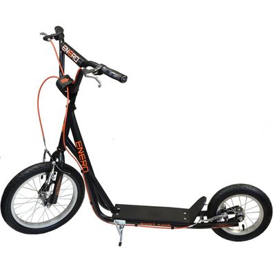 Scooter schwarz mit orange - Metall - Doppelhandbremse