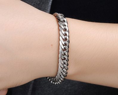 Kubanische Edelstahlkettenarmbänder, flaches Panzerarmband für Männer