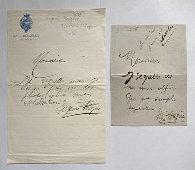 Eugénie Fougère - Tänzerin / Sängerin ( 1870 - ) 2 original Autographen