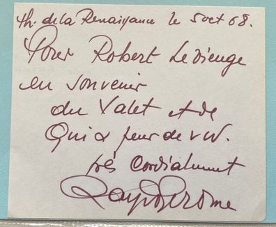 Raymond Gerome - Film - original Autogramm - Größe 14 x 12 cm