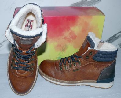 Mustang Denim Warme ZIP Herbst Winter Schuhe Boots Stiefel Futter 42 Braun D55