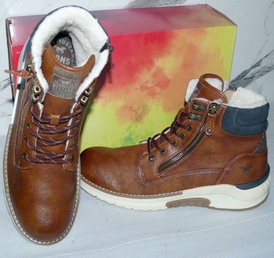 Mustang Warme ZIP Herbst Winter Schuhe Boots Stiefel Futter 42 Braun Natur D37