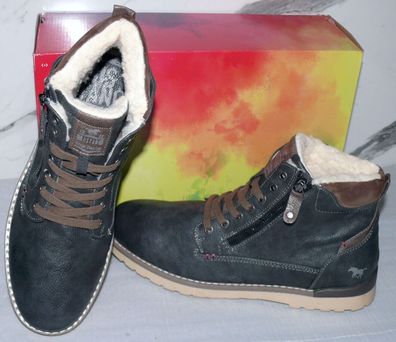 Mustang Denim Warme ZIP Herbst Winter Schuhe Boots Stiefel Futter 42 Navy D57