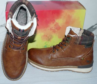 Mustang Denim Warme ZIP Herbst Winter Schuhe Boots Stiefel Futter 42 Braun D48