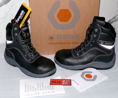 BASE B0120 2402 Rindleder Sicherheits Schuhe Winterstiefel S3 SRC CI Dämpfung BK