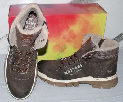 Mustang Denim Warme ZIP Herbst Winter Schuhe Boots Stiefel Futter 42 Braun D46