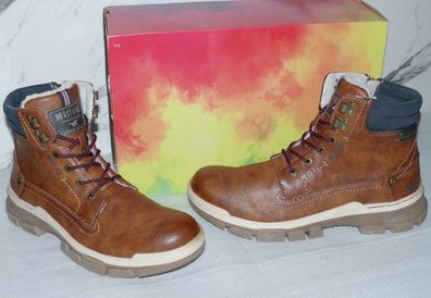 Mustang Denim Warme ZIP Herbst Winter Schuhe Boots Stiefel Futter 42 Braun D42