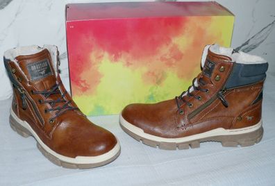 Mustang Denim Warme ZIP Herbst Winter Schuhe Boots Stiefel Futter 42 Braun D41