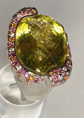 Extrem schöner Ring , prächtiges Farbspiel - 925er Silber - Ringgröße 56