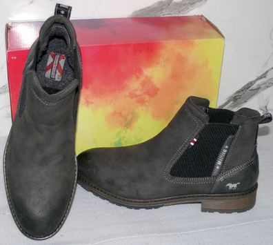 Mustang Chelsea Herbst Winter Schuhe Schlupf Boots Stiefel Futter 42 Dk. Grau D24