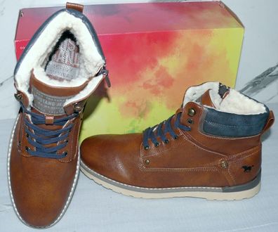 Mustang Denim Warme ZIP Herbst Winter Schuhe Boots Stiefel Futter 42 Braun D52