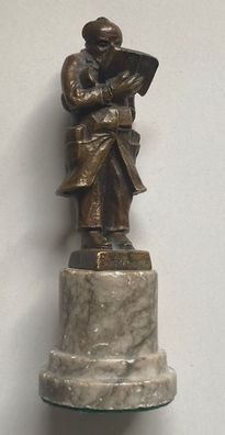 Bücherwurm - Braun patinierte Bronze auf Marmorsockel - Höhe insg. 12 cm