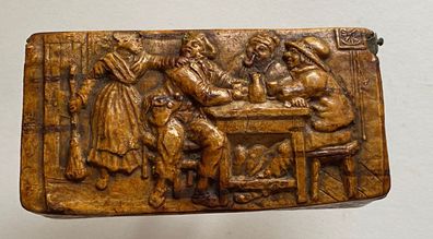 Tabatiere - Antike Tabakschachtel aus Birkenholz mit schöner Schnitzarbeit 1850