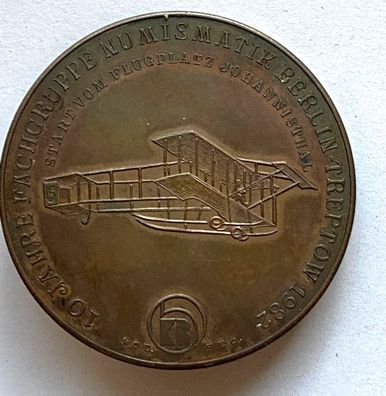Medaille Motorflug über Berlin - Alfred Frey Johannisthal - Kupfer- DDR 1982