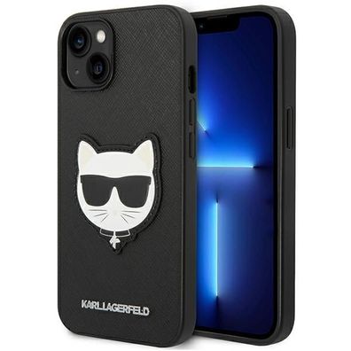 Handyhülle Case iPhone 14 Karl Lagerfeld Katze schwarz Logo