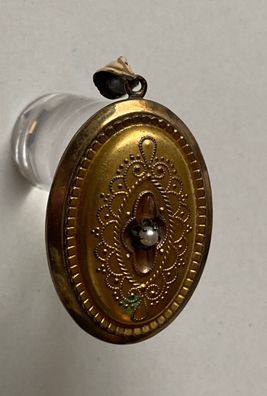 Biedermeier - Hübsches Medaillion / Anhänger mit kleiner Perle - Größe 4 cm