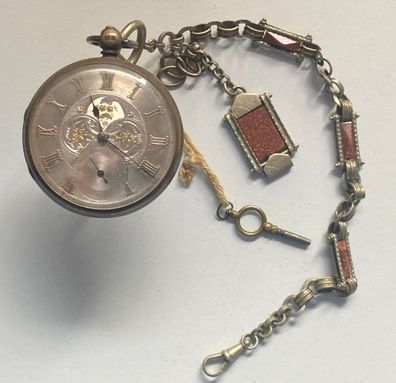 Seltene Taschenuhr um 1870 - komplexes Uhrwerk- Silber - Herren - Werk läuft an