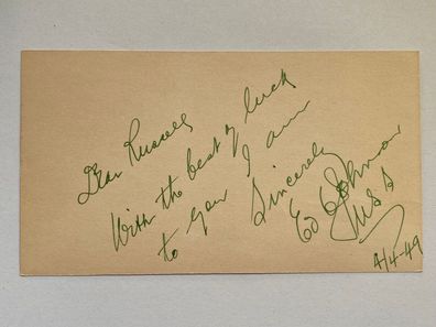 Edwin Johnson - US Politiker - original Autogramm - Größe 16 x 9 cm