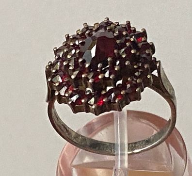 Böhmisch Granat - antiker Ring 800er Silber / Meisterpunze - Größe 52