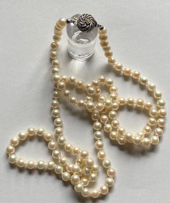 Elegante Kette - Perlenkette Süßwasser - Schließe 925er Silber - Länge 80 cm