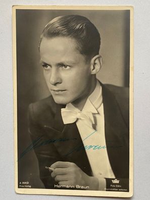 Hermann Braun - Film - original Autogramm - Größe 14 x 9 cm