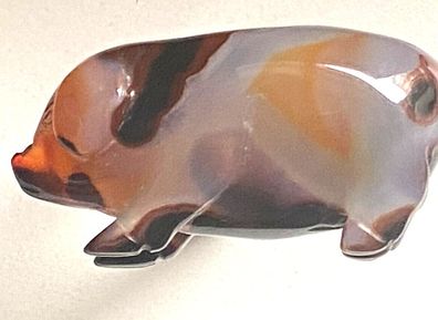 Schwein / Sau - Achat - Wunderschöne Arbeit Vollplastisch - Größe 4,5 x 2,5 cm