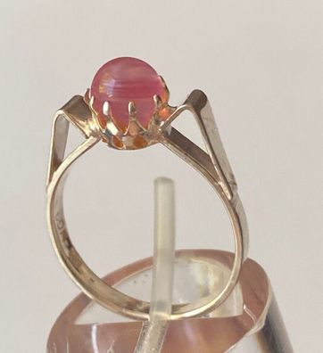 Eleganter Ring mit leuchtendem Rosenquarz - 800er Silber - Größe 51
