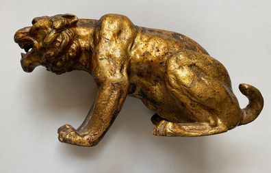 Tiger in sitzender Haltung - Bronze signiert Bergamnn, wohl Wien - 1,4 Kilo