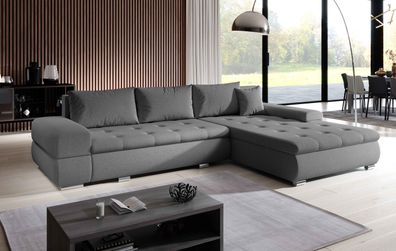 FURNIX Arzo Sofa L-Form Eckcouch Schlafsofa Couch mit Schlaffunktion modern PS06 Grau