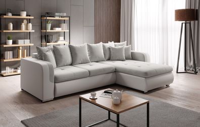 FURNIX Polstercouch Sofa mit Schlaffunktion Grau Weiß Fiorenzo MINIL MA120-MLO25