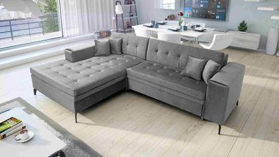 FURNIX Eck-Polstersofa Valerion L in L-Form XXL-Polstercouch 4 Kissen MH84 Grau