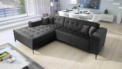 FURNIX Eck-Polstersofa Valerion L XXL-Polstercouch L-Form 4 Kissen MH97 Graphit